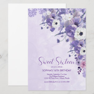 Convite Doce Floral de Lavanda Elegante Dezesseis