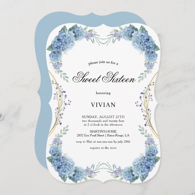 Convite Doce Floral Roxo Moderno 16 (Frente/Verso)