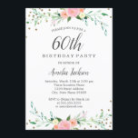 Convite Doce Floral Sparkle Confetti 60ª Festa de aniversá<br><div class="desc">Convites florais mais bonito na Loja Little Bayleigh!</div>
