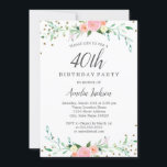Convite Doce Floral Sparkle Confetti - aniversário de 40 a<br><div class="desc">Convites florais mais bonito na Loja Little Bayleigh!</div>