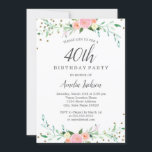 Convite Doce Floral Sparkle Confetti - aniversário de 40 a<br><div class="desc">Convites florais mais bonito na Loja Little Bayleigh!</div>