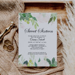Convite Doce Floral Tropical Moderno Dezesseis Aniversário<br><div class="desc">Este convite de aniversário floral tropical moderno de dezesseis anos é perfeito para uma simples celebração da 16ª festa de aniversário. Essa design encantadora e atraente apresenta flores verdes e rosa deliciosas, bem arrumadas em quadros geométricos, evocando felicidade e beleza natural. Este convite pode ser usado para uma festa de...</div>
