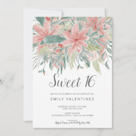 Convite Doce floral verde cor-de-rosa chique 16 da