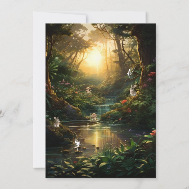 Convite Doce Floresta Encantada Rio Bunny Fada  (Frente)