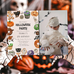 Convite Doce Foto de Halloween para Aniversário de Truque