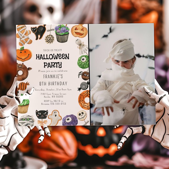 Convite Doce Foto de Halloween para Aniversário de Truque  (Criador carregado)