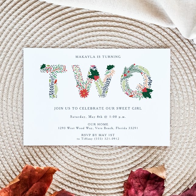 Convite Doce Garota Floral Segunda Festa de aniversário (Criador carregado)