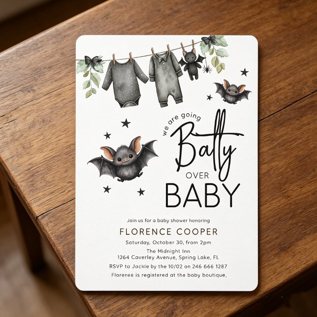 Convite Doce Halloween Batty Sobre Bebê | Chás de Bebê (Criador carregado)