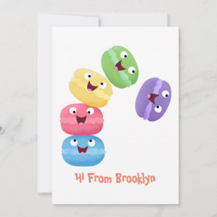 Convite Doce ilustração de desenho animado de macarons eng