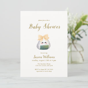 Convite Doce Kawaii Aquarela Laço Onigiri Baby Shower
