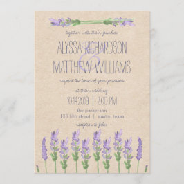 Convite Doce Lavanda Roxa no Casamento Kraft