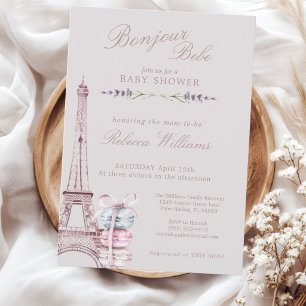 Convite Doce Macaron Bom Dia Bebê Paris Chá de Bebê