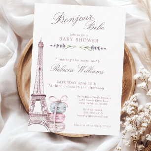 Convite Doce Macaron Bom Dia Bebê Paris Chá de Bebê