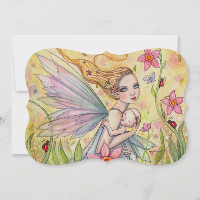 Convite Doce Mãe e Bebê Chás de fraldas de Fada (Frente)