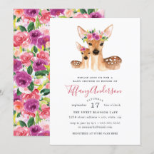 Doce Mãe e Bebê Veado Floral Chá de Bebê