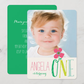 Convite Doce Menina Chic Rosa Daisy Pop Aniversário de 1 A