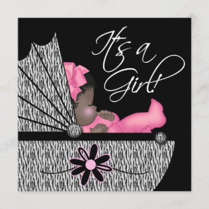 Convite Doce Menina Rosa, Chá de fraldas de Zebra Rosa, Co