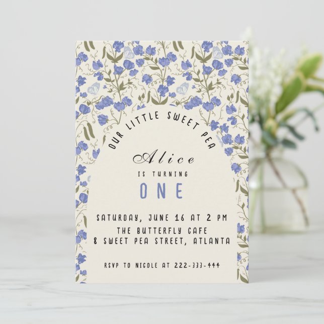 Convite Doce Menininha de ervilha no primeiro aniversário (Em pé/Frente)