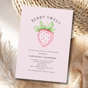 Convite Doce Morango Rosa Menina Baby Shower