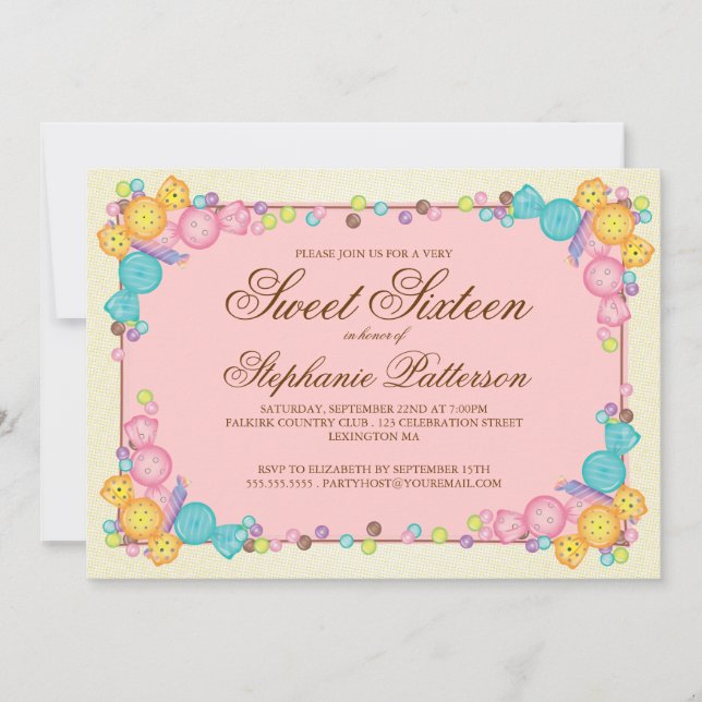 Convite Doce Muito Bonito Parecia Doce 16 Aniversário (Frente)