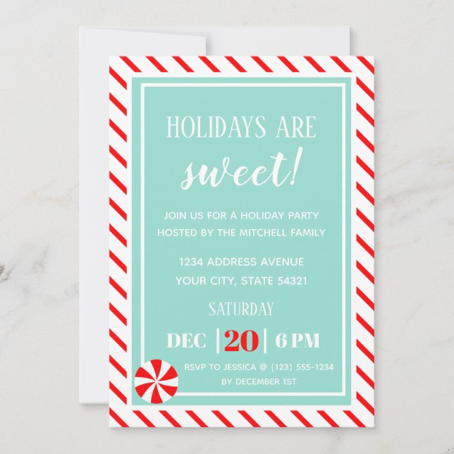 Convite Doce Natal | Festa de Natal de menta-menta (Frente)