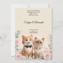 Doce Noiva e Noivo Gato 3D em Creme para Casamento