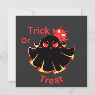Convite Doce ou Travessura Fantasma de Halloween Fofo e Ga
