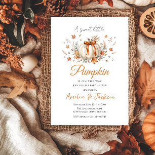 Convite Doce Outono Pequeno Pumpkin Baby Shower