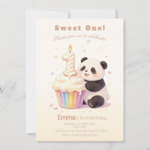 Convite Doce Panda de Pastel Aniversário de 1 ano
