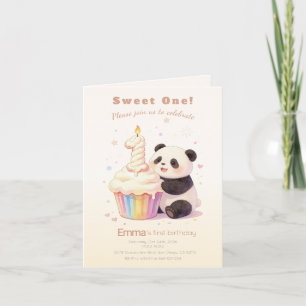Convite Doce Panda de Pastel Aniversário de 1 ano