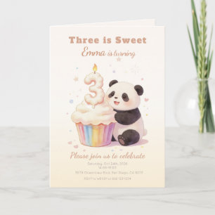 Convite Doce Panda de Pastel Bebê 3º Aniversário