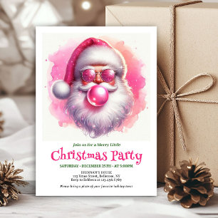 Convite Doce Papai Noel rosa chiclete aquarela Natal