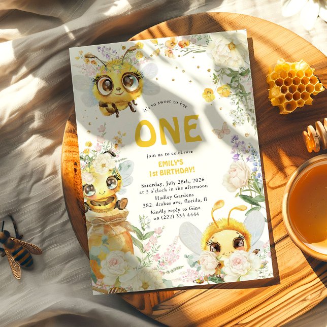 Convite Doce para Abelha UM' 1º Aniversário (Criador carregado)