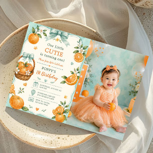 Convite Doce Pequena Laranja de Aniversário Foto