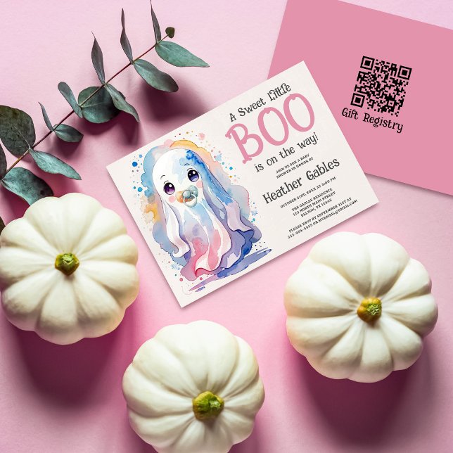 Convite Doce Pequeno Chá de fraldas Fantasma de Halloween (Criador carregado)