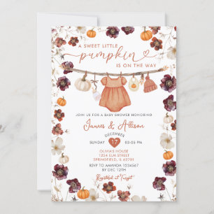 Convite Doce Pequeno Pumpkin Boho Bebê Chá de fraldas