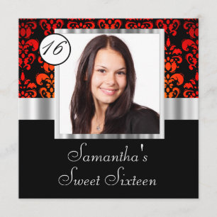 Convite Doce preto e vermelho dezesseis do damasco