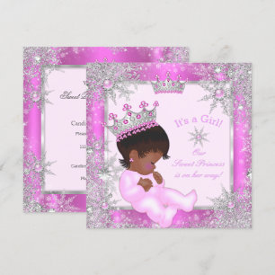 Convite Doce Princesa Churrasco Floco de Neve Rosa Étnico