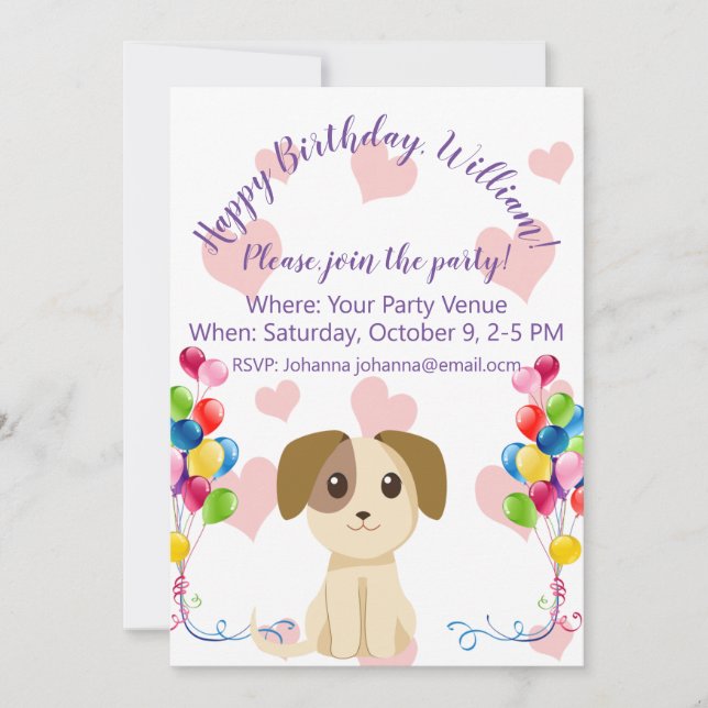 Convite Doce Puppy Birthday (Frente)
