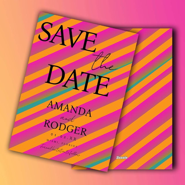 Convite Doce Retro Verde Rosa Geométrico Salvar a Data  (Criador carregado)