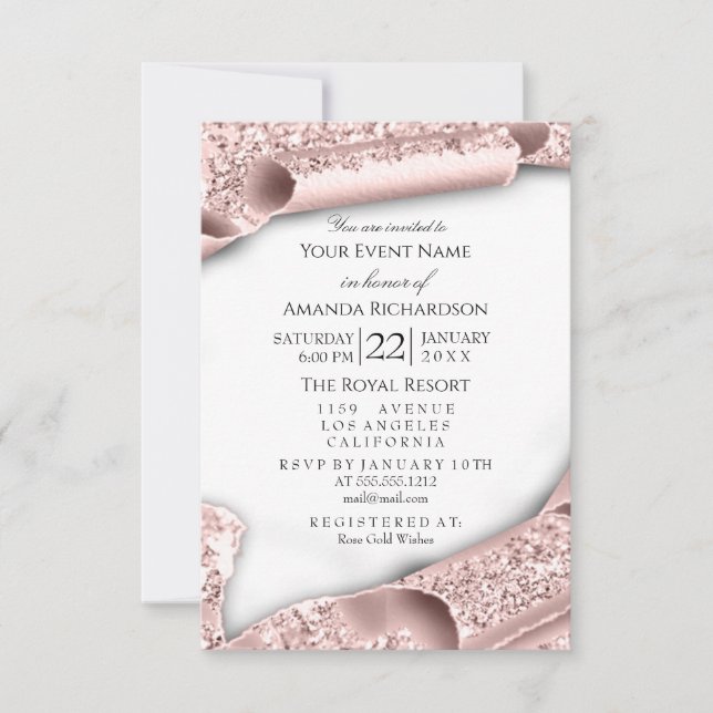 Convite Doce Rosa Branca do Chá de panela 3D de Aniversári (Frente)