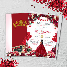 Convite Doce Rosa vermelha Quinceanera