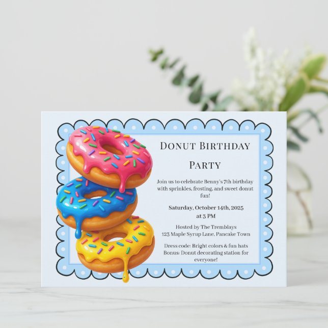 Convite Doce Rosquinha Brunch | Celebração de Aniversário (Em pé/Frente)