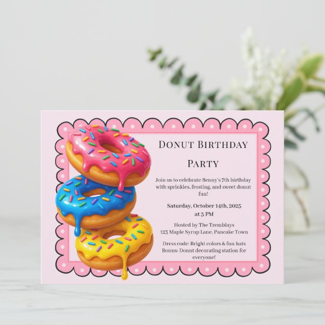 Convite Doce Rosquinha Brunch | Celebração de Aniversário (Em pé/Frente)