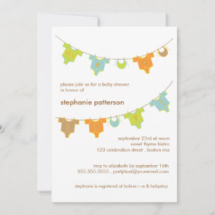 Convite Doce roupa de bebê LIne É um Chá de fraldas de 