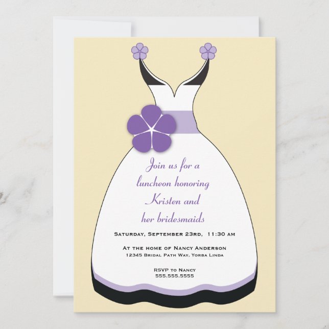 Convite Doce Roxo e Vestido de Casamento de Baunilha (Frente)