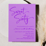 Convite Doce Roxo Sessenta Festa de aniversário Mínima 60ª<br><div class="desc">Este é um Convite de aniversário 60 Moderno e Doce Roxo e Minimalista!</div>