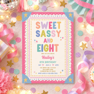 Convite Doce Sassy E Oitava Menina Caprichosa 8º Aniversár
