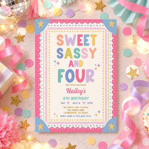 Convite Doce Sassy E Quatro Menina Caprichosa 4º Aniversár