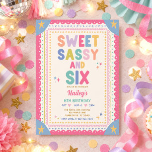 Convite Doce Sassy E Seis Menina Caprichosa 6º Aniversário